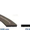A product image showing a belt and a close-up of its ribbed side, with text indicating its dimensions and type. Produktbild-Vorschau