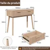 A diagram showing the dimensions of a wooden console table with two drawers. Produktbild-Vorschau