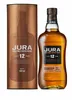A bottle of Jura 12 Year Old Single Malt Scotch Whisky and its cylindrical gift packaging are displayed against a white background. Produktbild-Vorschau