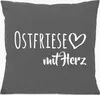 Huuraa Kissen Ostfriese mit Herz 40x40cm mit Füllung Steel Produktbild-Vorschau 1