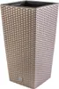 A tall, square planter with a woven texture. Náhľad obrázku produktu