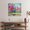 Abstract colorful trees – Leinwandbild Wandbild – 60x60 cm Produktbild-Vorschau 2