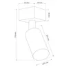 A technical drawing with dimensions of a black ceiling spotlight. Produktbild-Vorschau