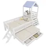 Merax Kinderbett 90x200 cm mit Ausziehbett 90x190, Hausbett Produktbild-Vorschau 4