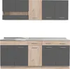 Homestyle4u Küche Küchenblock 200 cm Grau Eiche Küchenzeile Produktbild-Vorschau 4
