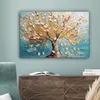 MuchoWow® - Leinwandbilder - Baum - Blau - Gold - Abstrakt Produktbild-Vorschau 4