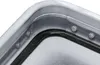 A close-up view of the corner of a metal transport box, showing the sealing gasket and rivets. Produktbild-Vorschau