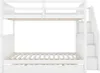 A white bunk bed with stairs and storage. Podgląd zdjęcia produktu