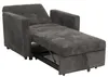 A dark gray fabric sofa bed is shown from a side angle, partially unfolded to reveal its sleeping function. Produktbild-Vorschau