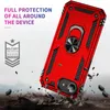 A red phone case is shown in a dynamic, falling pose, with debris flying around it, suggesting durability and protection. Produktbild-Vorschau