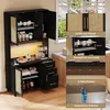 okwish Hochschrank,Sideboard  mit 3 Schubladen&goldene Produktbild-Vorschau 5