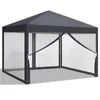 A gray pop-up gazebo with mesh sides is shown against a light gray background. Podgląd zdjęcia produktu