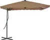 vidaXL Slnečník s oceľovou tyčou 250x250 cm Taupe Náhľad obrázku produktu 2