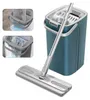 A collage showing a teal mop bucket with a mop and close-ups of the mop head being used in the bucket. Produktbild-Vorschau