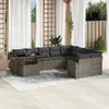 10-tlg. Garten-Sofagarnitur mit Kissen Grau Poly Rattan Produktbild-Vorschau 2