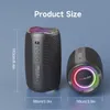 Two ZEALOT S61 Bluetooth speakers are shown, one upright and one on its side, with dimensions indicated. The upright speaker displays control buttons and LED lighting at the top and bottom. The speaker on its side shows a colorful LED ring around the speak Produktbild-Vorschau