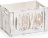 A white wooden storage box with the word 'HOME' cut out of the sides. Produktbild-Vorschau