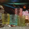 Trinkgläser Vintage - Glas - lebensmittelecht - 280ml - H: 10cm - mit Muster - gelb - 4er Set Produktbild-Vorschau