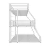 A white metal triple bunk bed with a ladder and slide, shown from the side against a white background. Podgląd zdjęcia produktu