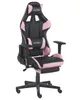 A black and pink gaming chair with a footrest, shown from a front-side angle on a white background. Náhled obrázku produktu