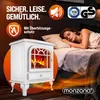 A woman sleeping in a bed next to an electric fireplace. Produktbild-Vorschau