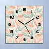 Wanduhr Echt-Glas-Küchenuhr Pfirsich Blumen Quarz Lautlos Produktbild-Vorschau 1