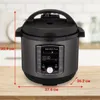 A multi-cooker with dimensions indicated by red lines and text. Produktbild-Vorschau