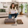Tabouret Coiffeuse avec Tissu Lin et Pieds en Bois, Banc Voir les images du produit 6