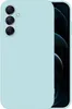 A light blue phone case is shown on a light blue background. Produktbild-Vorschau