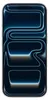 A smartphone screen displaying a dark blue abstract wallpaper with glowing blue lines. Produktbild-Vorschau