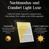 An e-reader is shown with text overlays highlighting its features, 'Nachtmodus' (Night Mode) and 'Comfort Light Luxe'. Produktbild-Vorschau