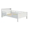 A white children's bed with guardrails and a headboard. Produktbild-Vorschau