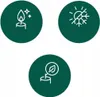Three circular icons with white line drawings on a dark green background. The top left icon shows a lit candle with sparkles. The top right icon shows a sun and a snowflake. The bottom icon shows a candle with a leaf growing from it. Podgląd zdjęcia produktu