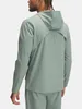 Rear view of a man wearing a green hooded jacket. Produktbild-Vorschau
