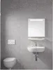 A modern bathroom with a toilet and a sink with a mirror above it. Produktbild-Vorschau