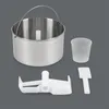 Product accessories for an ice cream maker, laid out on a gray background. Náhled obrázku produktu