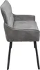 A side view of a gray upholstered bench with black metal legs. Produktbild-Vorschau
