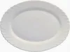 A white oval plate with a textured rim on a white background. Voir les images du produit