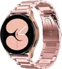 A close-up studio shot of a rose gold metal watch band attached to a smartwatch. Produktbild-Vorschau