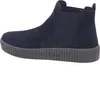 A side view of a single navy blue Chelsea boot with a thick, textured sole. Voir les images du produit
