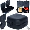 A collage of images showing a black lunchbox from different angles and in use. Náhľad obrázku produktu