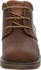 A close-up front view of a brown leather boot. Produktbild-Vorschau
