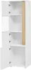 An open white cabinet with a natural wood accent on the right side, showing multiple shelves inside. Anteprima dell’immagine prodotto