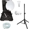 A collection of satellite dish components laid out against a white background. Produktbild-Vorschau