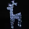 A white illuminated reindeer decoration against a black background. Produktbild-Vorschau