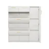A white shoe cabinet with multiple drawers and shelves, shown against a white background. Produktbild-Vorschau