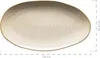 A beige oval serving platter with concentric circular ridges, shown from a top-down perspective. Dimensions are indicated by dashed lines and text. Produktbild-Vorschau