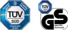 Two certification logos are displayed side-by-side on a white background. Produktbild-Vorschau