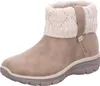A single taupe boot with a cream knitted cuff is shown against a white background. Voir les images du produit