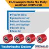 4 Stück Hubwagenrollen Polyurethan 80 x 60 mm, Achse 20 mm Produktbild-Vorschau 4